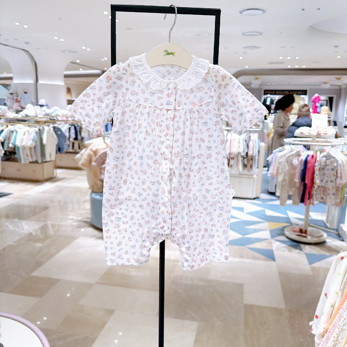 ETTOI小飞马韩国代购童装26夏季女宝纯棉碎花翻领连体衣婴儿哈衣