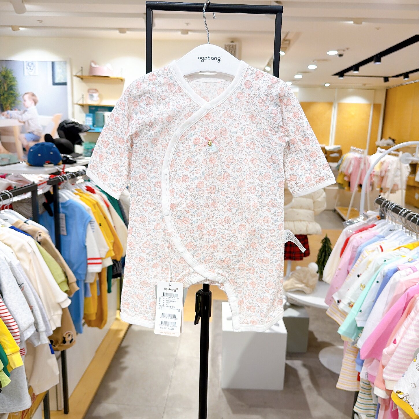 agabang阿卡邦韩国代购童装26夏季婴儿薄款连体衣女宝碎花蝴蝶衣