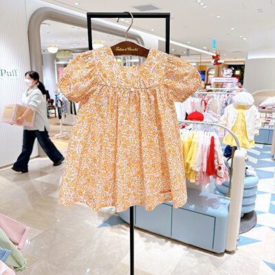 chocolat巧克力韩国童装代购26夏女童纯棉碎花短袖连衣裙+安全裤