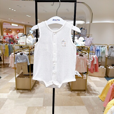 absorba爱之宝韩国代购26夏季宝宝无袖透气网眼连体衣婴儿哈衣
