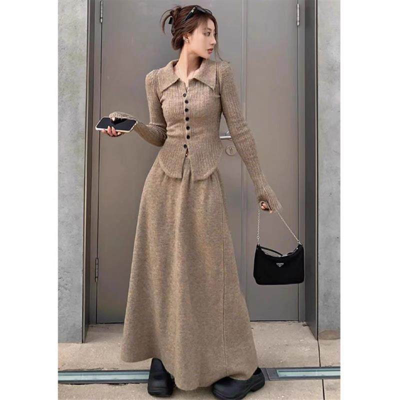 法式针织套装连衣裙子女秋冬季2025新款一整套高级感长裙早秋穿搭,女装/女士精品,时尚套装,淘宝优惠券,粉丝福利购,淘宝优惠卷