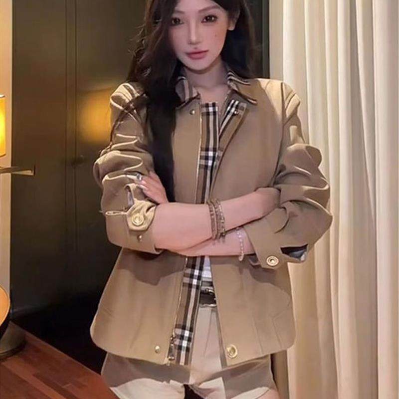 卡其色撞色拼接格子风衣短外套女秋冬季高级感气质小个子夹克上衣,箱包皮具/热销女包/男包,通用款女包,淘宝优惠券,粉丝福利购,淘宝优惠卷