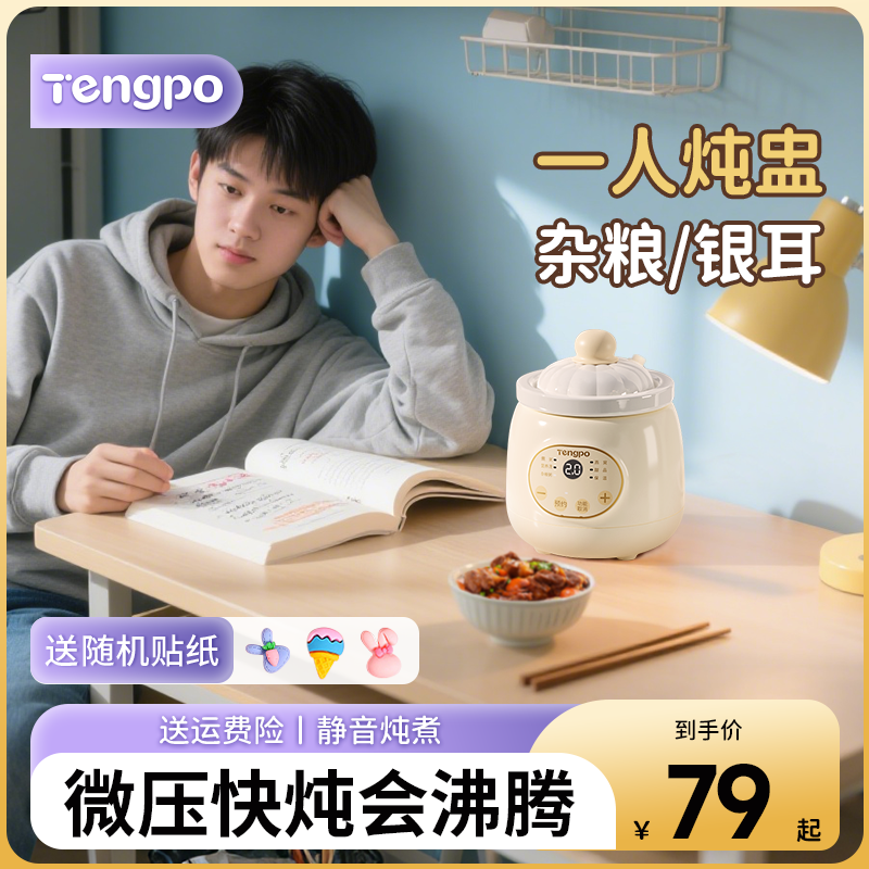 藤婆微压电炖锅家用1一人食2宝宝辅食煮粥专用陶瓷煲汤小炖盅神器