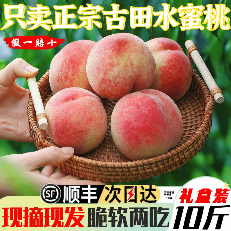 正宗福建古田白凤水蜜桃脆甜桃子脆软两吃现摘新鲜水果【精品】