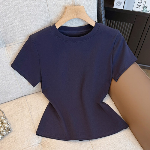 拉夏贝尔蓝色短袖T恤女夏季