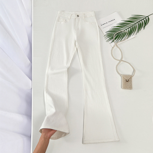 百搭喇叭裤 女2025高腰显瘦时尚 子 辣妹白色微喇牛仔裤 拉夏贝尔新款