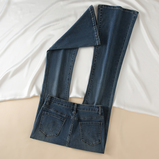 拉夏贝尔复古美式微喇牛仔裤女2026春季新款高腰显瘦提臀喇叭裤子