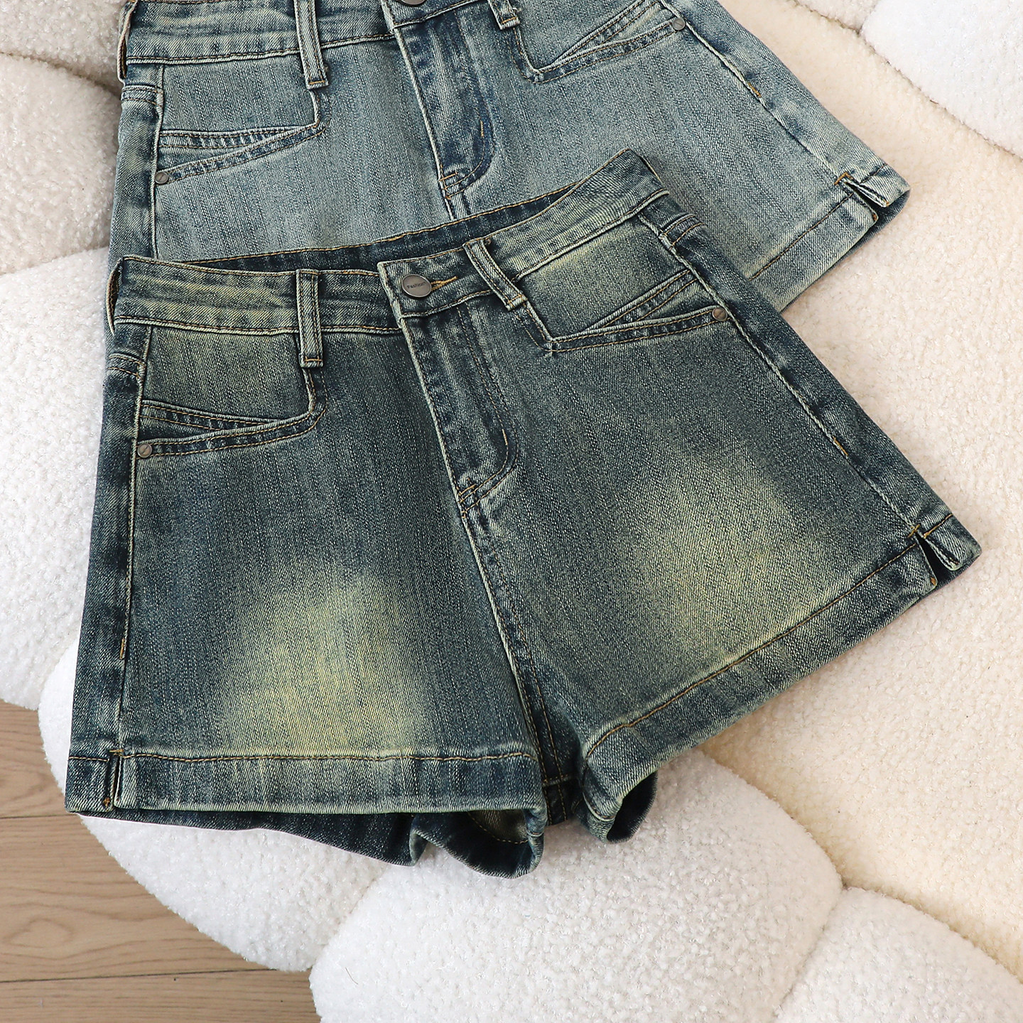 拉夏贝尔深蓝牛仔短裤女夏季辣妹百搭薄款显瘦超短裤紧身包臀热裤