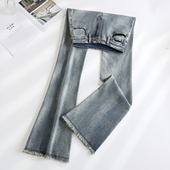 高腰弹力显瘦辣妹喇叭裤 女2026春秋新款 子 微喇牛仔裤 拉夏贝尔修身