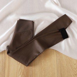 打底裤 拉夏贝尔咖色鲨鱼裤 显瘦瑜伽裤 收腹提臀高腰修身 女2025皮裤