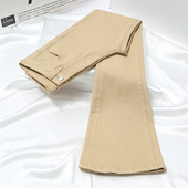 高腰显瘦小个子喇叭裤 新款 子 女2026春季 拉夏贝尔卡其色微喇牛仔裤