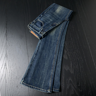 拉夏贝尔高腰弹力微喇牛仔裤女加绒秋冬新款修身显瘦辣妹喇叭裤子