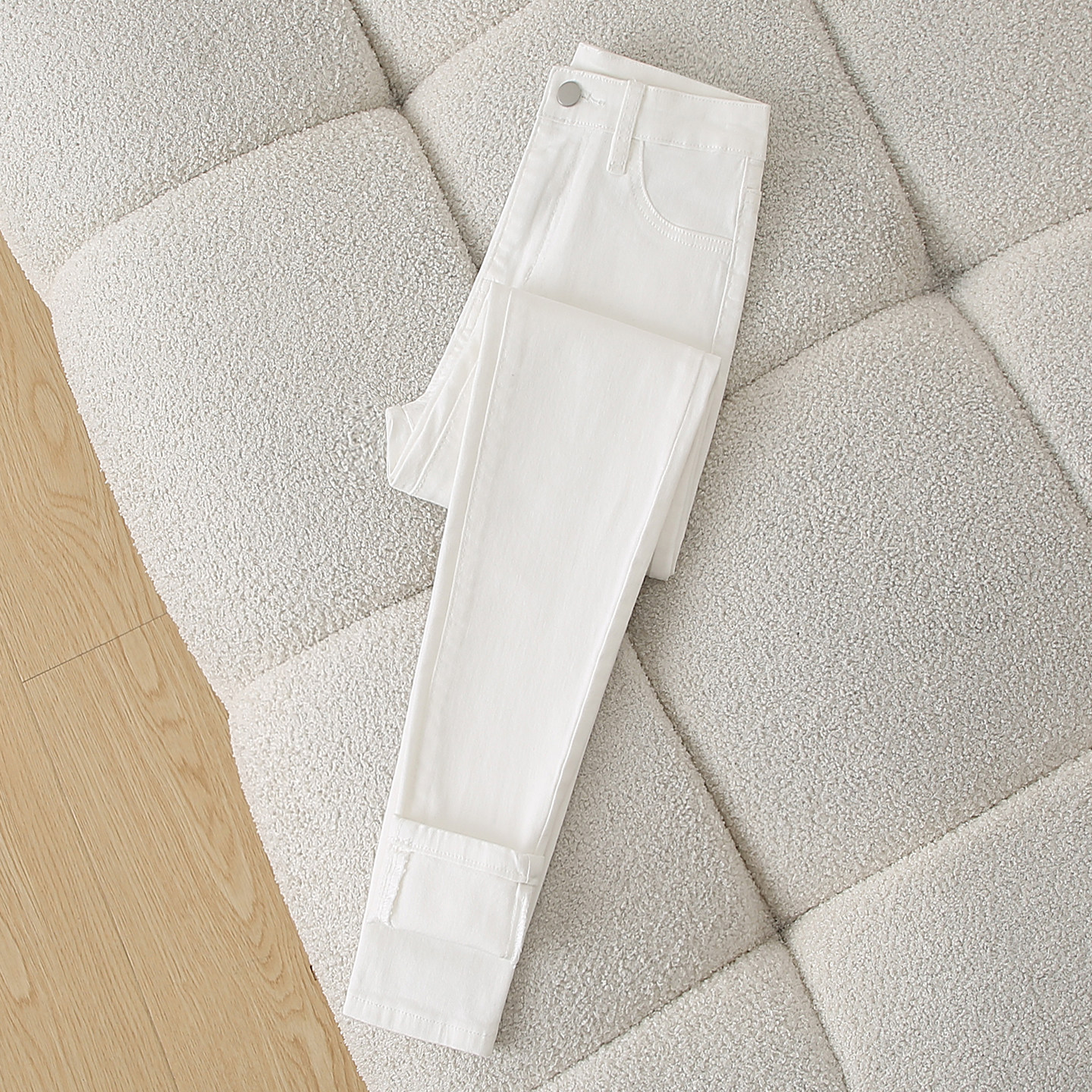 拉夏贝尔白色牛仔裤女高腰显瘦2026春季新款弹力紧身显瘦铅笔裤子,女装/女士精品,牛仔裤,淘宝优惠券,粉丝福利购,淘宝优惠卷