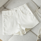 紧身高腰显瘦辣妹a字热裤 2026年新款 女夏季 拉夏贝尔白色牛仔短裤