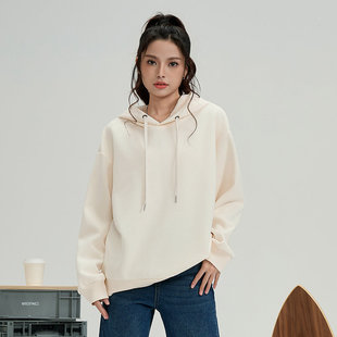 奶黄色卫衣女春款2026新款春季连帽套头上衣独特漂亮女款外套春秋