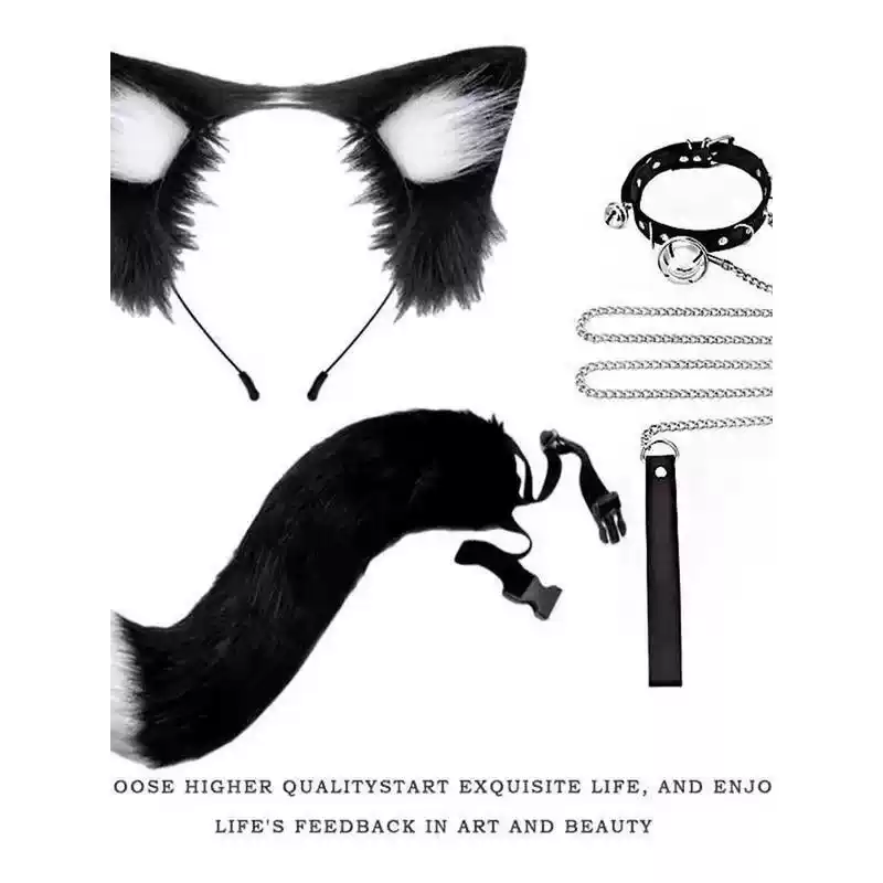 男仆装性感猫耳朵男生项圈情调小狗魔法猫的怪尾巴女m牵引绳猫娘