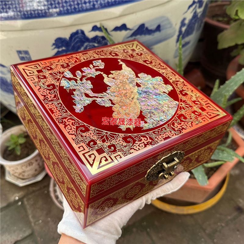 非遗首饰盒工艺首饰盒、中式古典漆器珠宝收纳盒母亲节礼物结婚首
