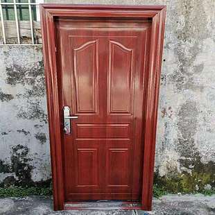 直钢塑门喷塑门房间门进户门出租屋门钢制门锌钢门木纹转印门