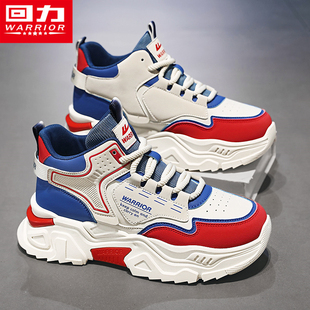运动皮面跑步休闲增高学生篮球老爹潮鞋 2025新款 冬季 回力高帮男鞋