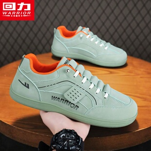 回力男鞋春季运动潮牌软底阿甘休闲一脚蹬软底工作鞋防水皮面板鞋
