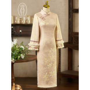 秋冬旗袍年轻款加绒加厚日常国风连衣裙古典气质宴会晚宴服装裙子