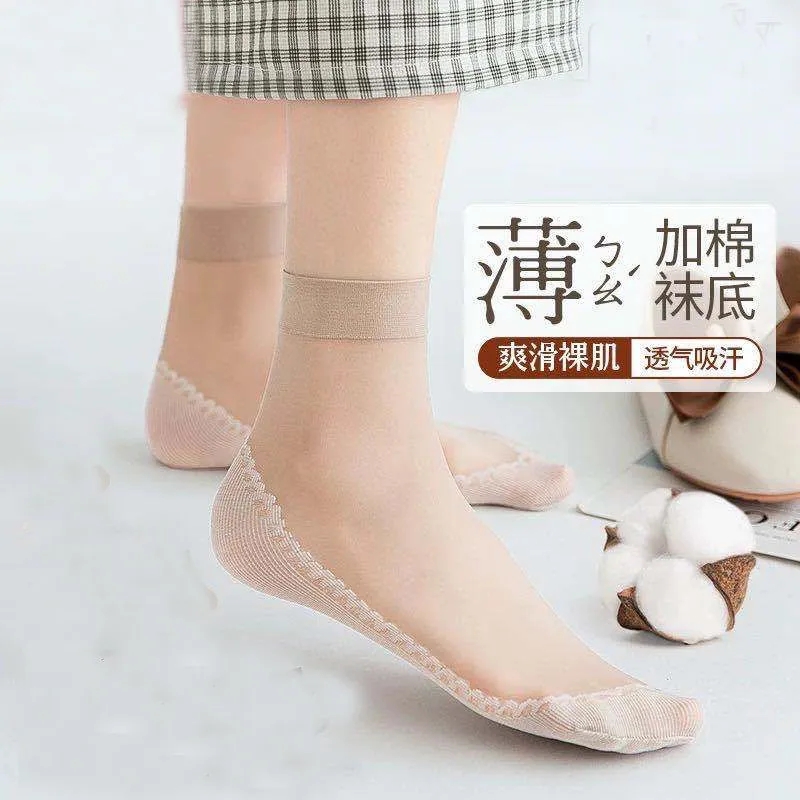 防滑防臭春夏薄款女士足底棉丝袜