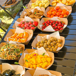 烤肉寿司水果盒野餐盒便当盒一次性打包盒大容量牛皮纸盒户外露营