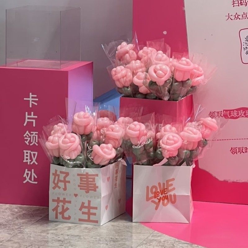 情侣表白长条气球花束玫瑰气球商场店铺活动装饰气球浪漫情人节