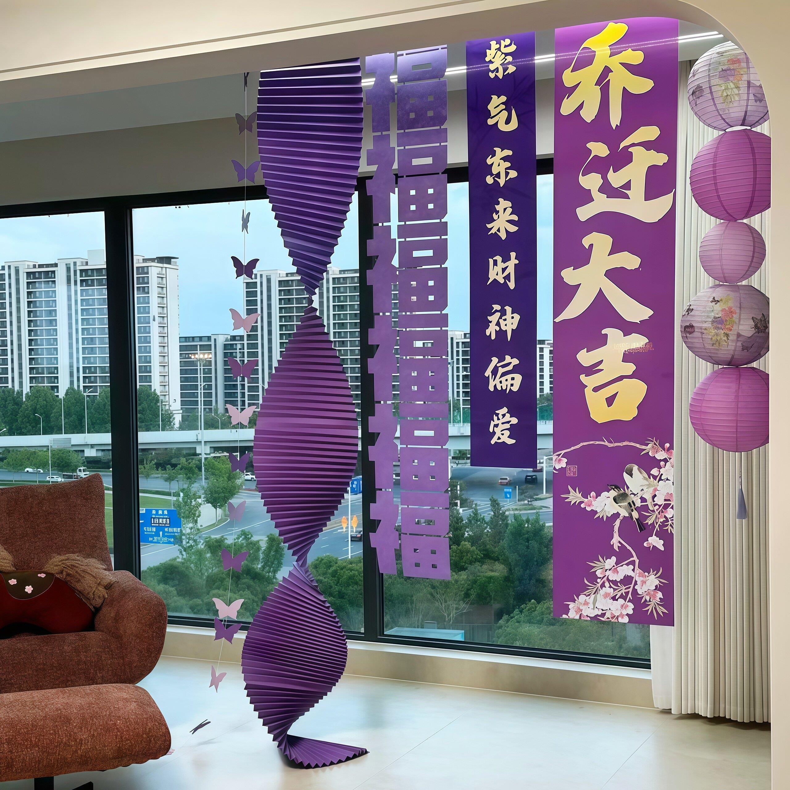 高级感入宅紫气东来乔迁之喜紫色