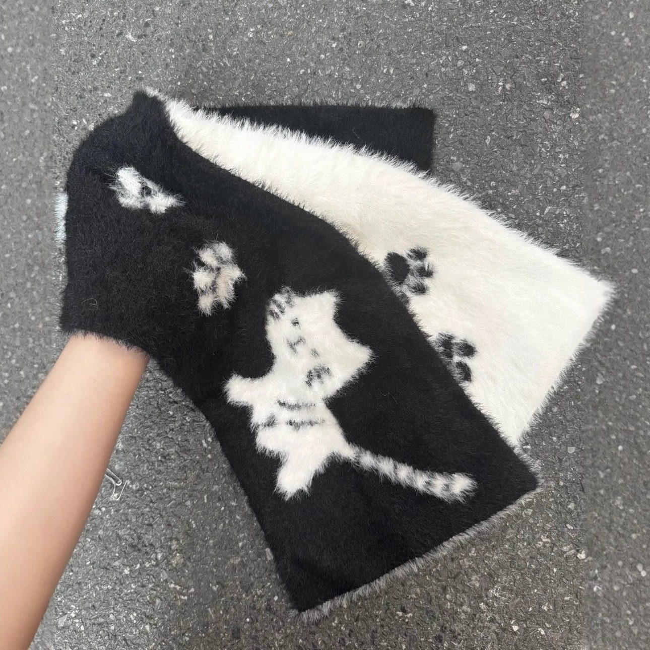 冬天里的第一条围巾冬季可爱猫咪围巾女保暖加厚学生情侣款披肩两