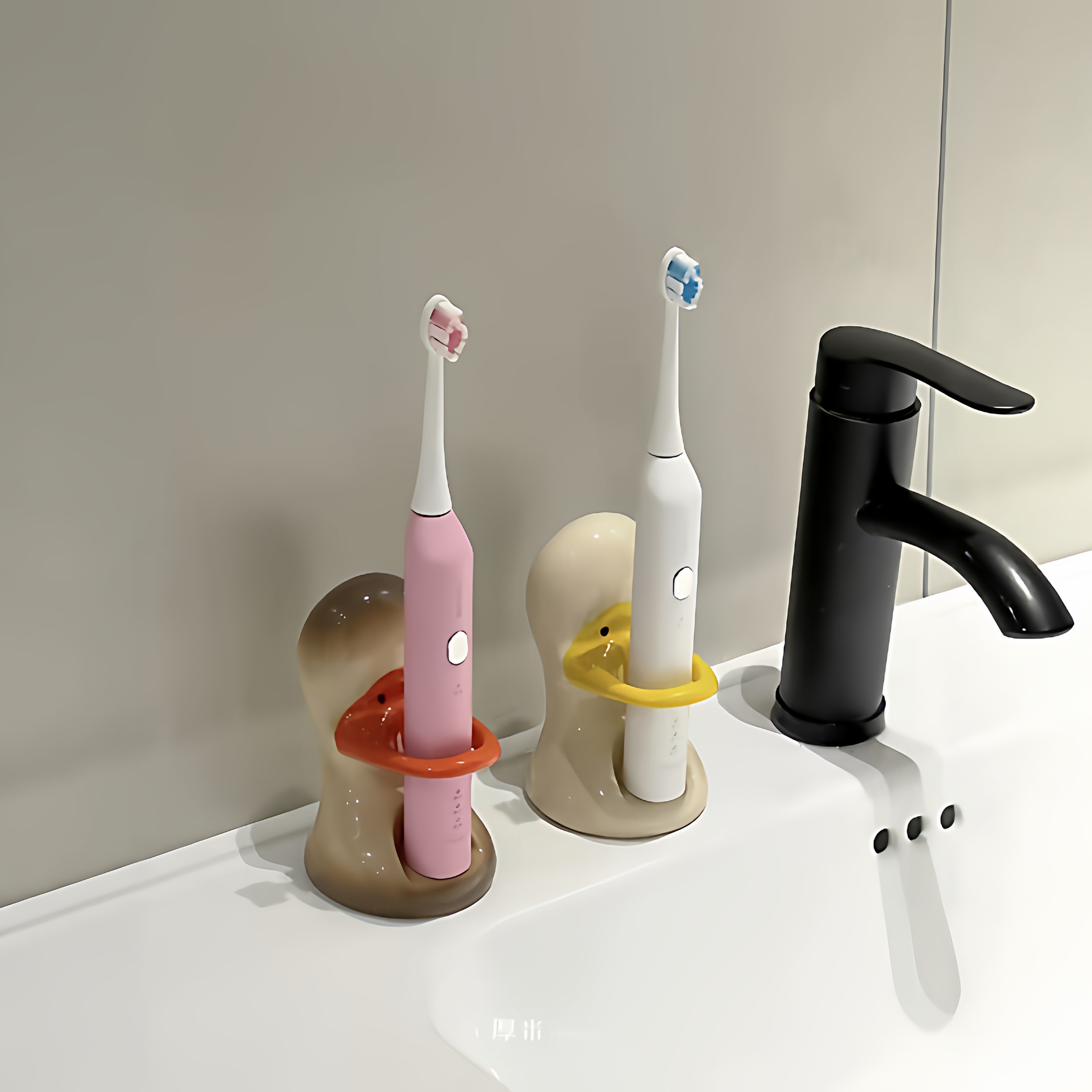 高颜值抽象牙刷底座鸭嘴兽电动牙刷架陶瓷家用洗漱台面牙刷置物架