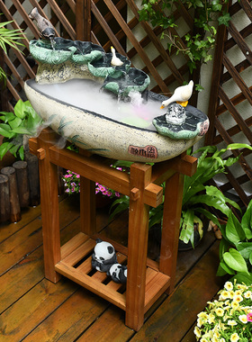 户外庭院子布置阳台摆件水槽假山喷泉流水鱼池鱼缸室外循环水景