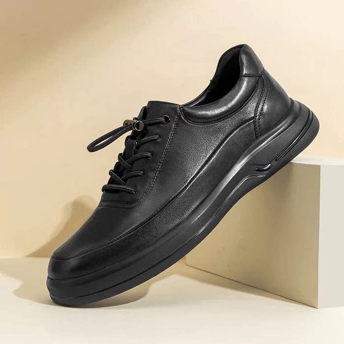 沙驰男鞋秋冬新款商务百搭时尚休闲皮鞋软底舒适真皮男士运动板鞋