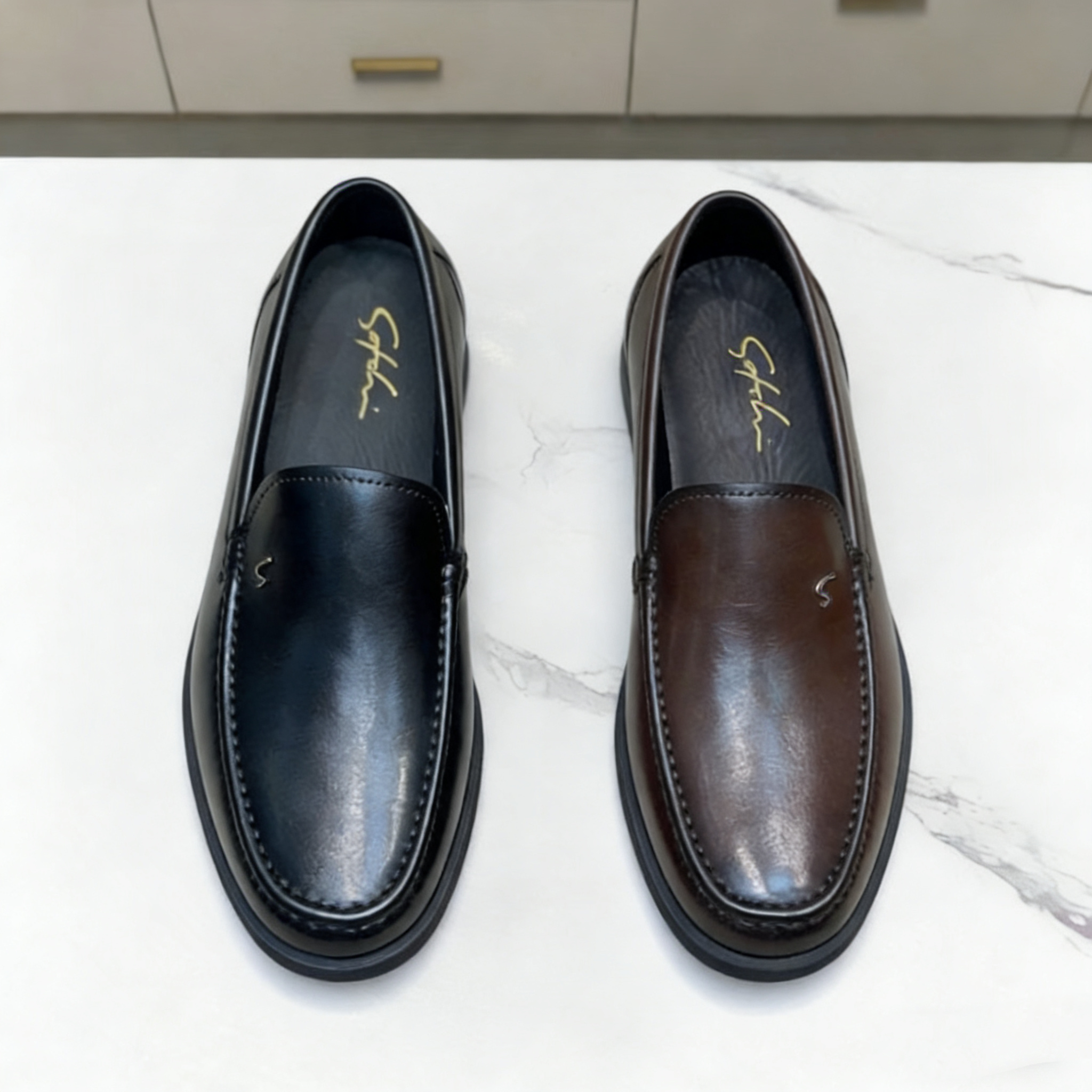 沙驰套脚男鞋一脚蹬商务休闲皮鞋软皮软底轻便舒适豆豆鞋驾车鞋,流行男鞋,正装皮鞋,淘宝优惠券,粉丝福利购,淘宝优惠卷