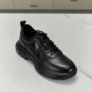 沙驰男鞋春新款真皮时尚松紧带舒适厚底百搭时尚男士运动休闲皮鞋