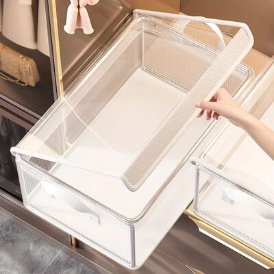 New Torage Box Transparent Foldable Stackable Organizers wit