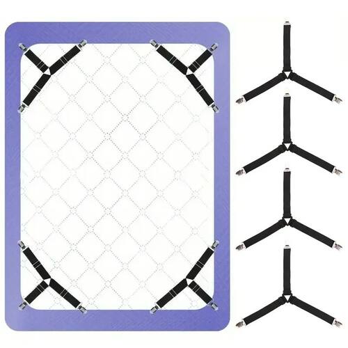 4Pcs Bed Sheet Strap, Adjustable Elastic Fastener, with Meta