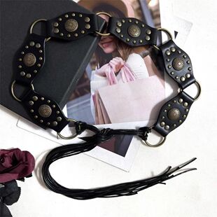Retro Grommet PU Leather Waist Belt Gothic Steampunk Vintage