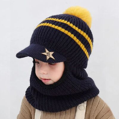 2026 new Kids Knitted Scarf And Hat Set Luxury Winter Warm S