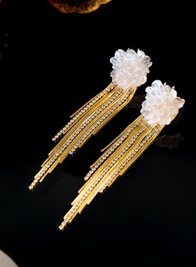 925银针【繁花似锦】轻奢时尚花朵流苏耳环E3063