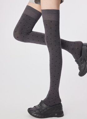 波点袜子女士夏季薄款无骨小腿堆堆袜春秋款黑色jk长筒防滑过膝袜