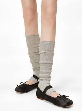 灰色踩脚腿套春夏季薄款长筒堆堆袜子女网眼透气半筒及膝jk小腿袜