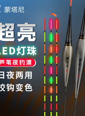 蒙塔尼LED灯珠细尾芦苇电子夜光漂日夜两用硬尾黑坑轻口鲫鲤鱼漂