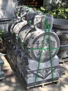 天然花岗岩浮雕传统石礅镇宅招财吉象门墩年年有余家居麒麟石门鼓
