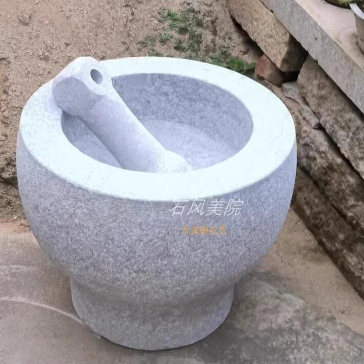 天然花岗岩石复古大石臼打年糕原石锤古早味庭院镇宅摆设传统石槽