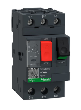 施耐德电气 电动机断路器按钮控制,整定电流13-18A GV2ME20C