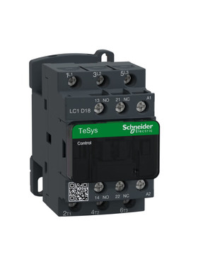 施耐德TeSysD交流接触器18A,24V,50/60Hz;LC1D18B7C