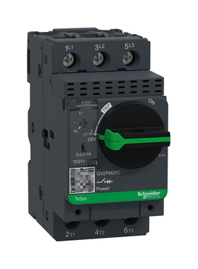 施耐德电气 电动机断路器旋钮控制,整定电流0.63-1A, GV2PM05C