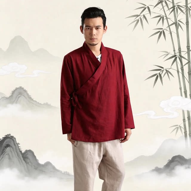 麻凡布衣 中国风时尚新款苎麻男唐装
