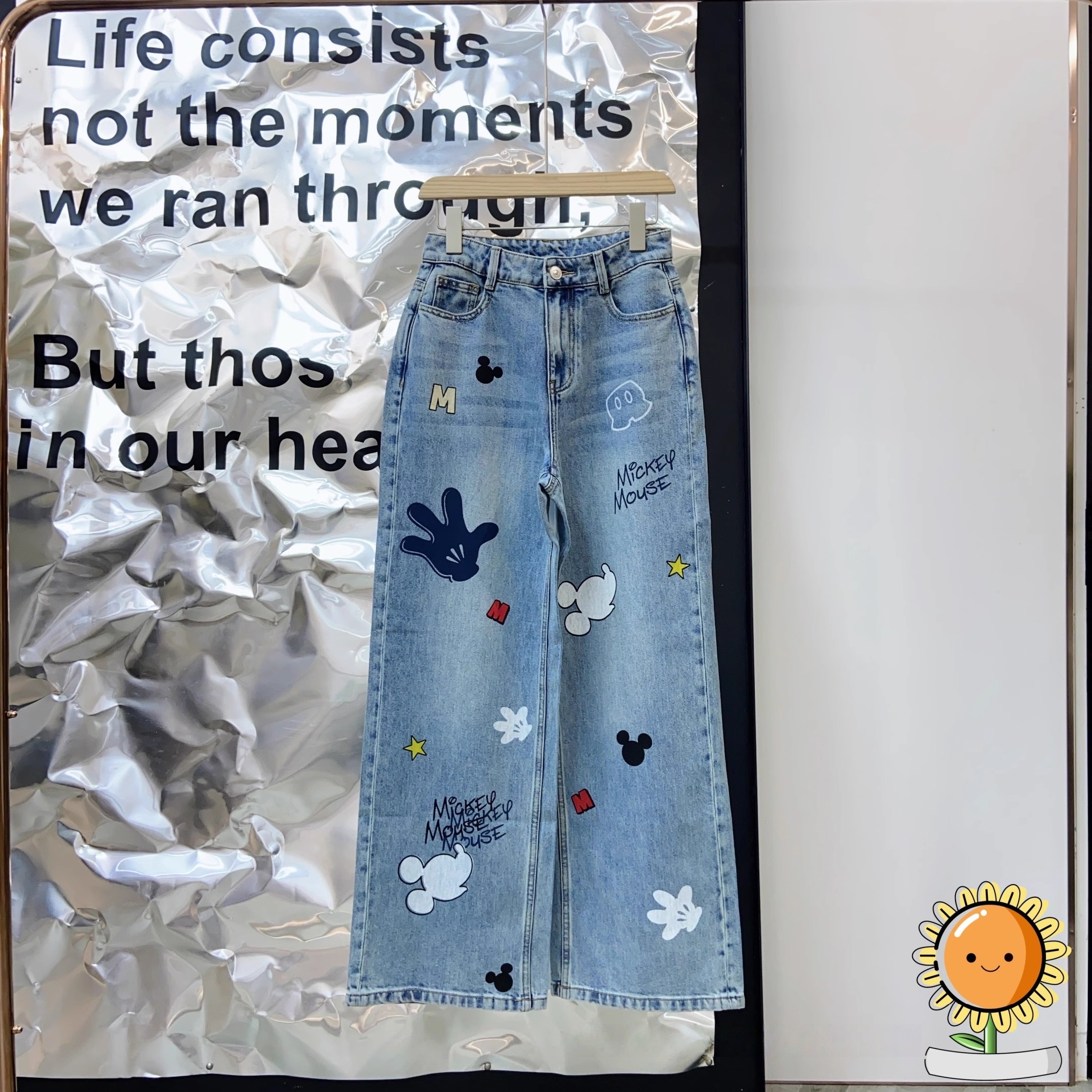 国内代购衣播25年秋BDS3KD3333卡通印花直筒牛仔裤开心奇妙乐园